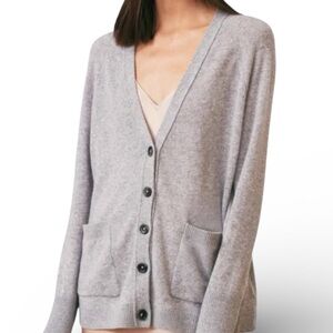 White + Warren Cashmere Cardigan Woman's V Neck Button Front XS
